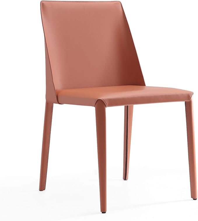 Manhattan Comfort Paris 8-Piece Leather Dining Chair and Armchair Set, Upholstered in Luxurious Saddle Material, Metal Frame, Ideal for Industrial and Coastal Homes, No Assembly, Clay