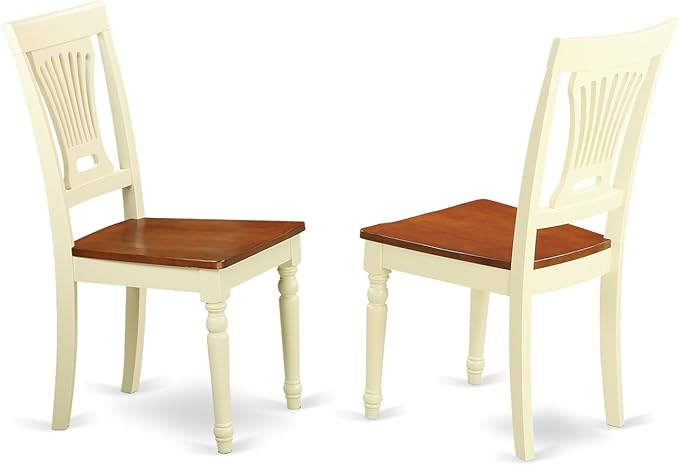 East West Furniture SUPL5-BMK-W 5 Piece Dining Room Table Set Includes a Round Kitchen Table with Dropleaf & Shelves and 4 Dining Chairs, 42x42 Inch, Buttermilk & Cherry