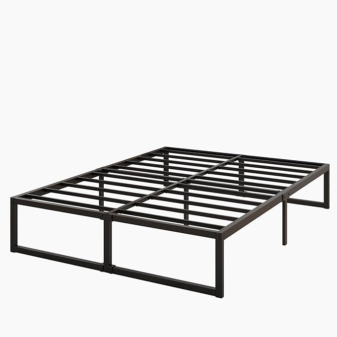 14 Inch Full Size Bed Frame No Box Spring Needed, Heavy Duty Metal Platform Beds with Sturdy Steal Slats for Mattress Foundation, Easy Assembly, Noise Free, Black