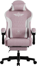 GTPLAYER Gaming Chair, Video Game Chairs with Footrest and Lumbar Support, Computer Chair for Adults with Extended Backrest, Ergonomic Reclining Silla Gamer, Linen Fabric, Pink