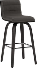 Armen Living Vienna Counter Height Barstool Brushed Wood Finish Faux Leather Kitchen and Dining, 26" Counter Height, Black/Gray, More color/size option