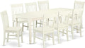 East West Furniture DONO9-LWH-W 9 Piece Dining Table Set Includes a Rectangle Dinner Table with Butterfly Leaf and 8 Dining Room Chairs, 42x78 Inch, Linen White