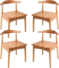 DELAVIN Solid Wood Dining Chairs Set of 4, Farmhouse Dining Room Chairs with Curved Backrest, Mid Century Modern Dining Chair for Living Room, Kitchen, Bedroom, Oak