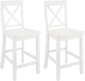 Crosley Furniture X-Back Wood Counter Height Bar Stools Set of 2, White, 24-inch