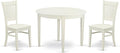 East West Furniture BOVA3-LWH-W 3 Piece Modern Dining Table Set Contains a Round Kitchen Table and 2 Kitchen Dining Chairs, 42x42 Inch, Linen White