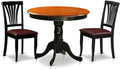 East West Furniture ANAV3-BLK-LC 3 Piece Dining Room Furniture Set Contains a Round Kitchen Table with Pedestal and 2 Faux Leather Upholstered Dining Chairs, 36x36 Inch, Black & Cherry