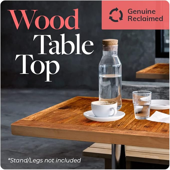 Reclaimed Wood Table Top - Rustic Recycled Solid Wooden Piece Perfect for Signs, Counters, Kitchens Table Tops (Reclaimed Wood Tabletop with Breadboard Ends, 24" x 30")