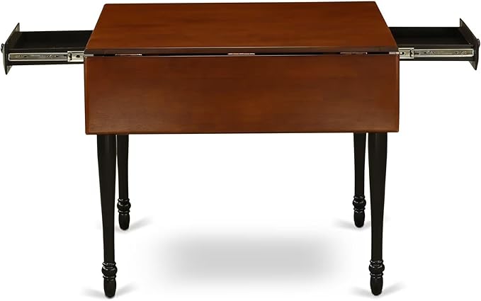 East West Furniture MZAN5-BCH-W 5 Piece Kitchen Table & Chairs Set Includes a Rectangle Dining Room Table with Dropleaf and 4 Dining Chairs, 36x54 Inch, Black & Cherry