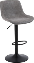 Bar Stools, Swivel Counter Height Barstools with Back, Adjustable Modern Bar Chairs, Tall Armless PU Leather Kitchen Island Stool (Grey, Set of 1)