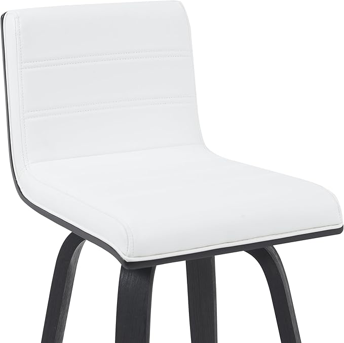 Armen Living Vienna Modern Swivel 26" Counter Height Barstool with White Faux Leather and Black Wood Finish