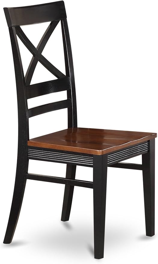 East West Furniture QUIN9-BLK-W 9 Piece Dining Room Furniture Set Includes a Rectangle Wooden Table with Butterfly Leaf and 8 Kitchen Dining Chairs, 40x78 Inch, Black & Cherry