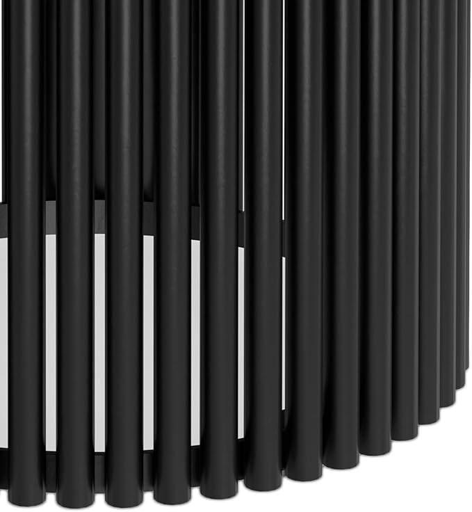 SIMPLIHOME Demy 18-inch Wide Metal Accent Table in Black Marble/Black Metal, Round Side Table with Slatted Base for Living Room, Bedroom, or Entryway, Industrial Style, Assembled