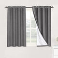 H.VERSAILTEX Linen Blackout Curtains 45 Inches Long 100% Absolutely Blackout Thermal Insulated Textured Linen Look Curtain Draperies Anti-Rust Grommet, Energy Saving with White Liner, 2 Panels, Grey