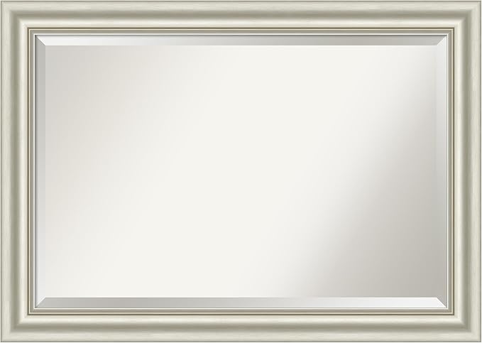 Amanti Art Bathroom Mirror for Over Sink, 30x42 Sophia Silver Rectangle Vanity Mirror, Large Traditional Frame, Hangs Horizonally and Vertically, Bathroom Wall Decor, Beveled Edge