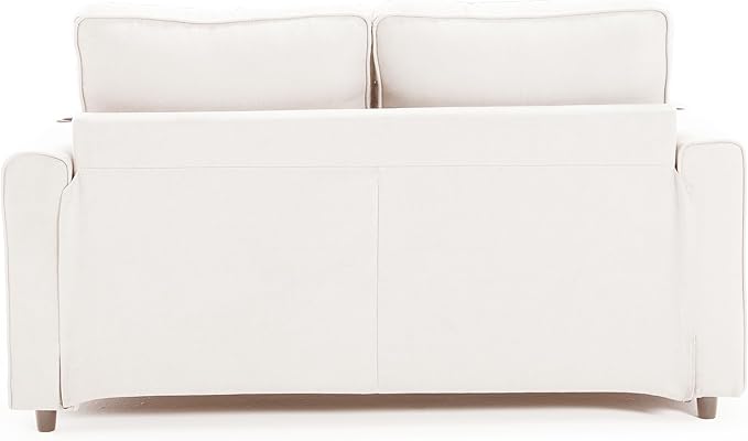 ERYE Modern Upholstered Loveseat Sofa Foldable Convertible Floor Sofabed W/Cupholders and Pockets, 3 Fold Tufted Futon Lounge Sofa with Pull Out Sleeper Couch Bed for Living Room Bedroom Studio