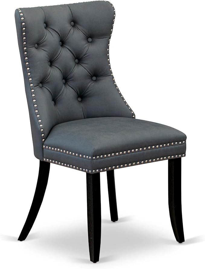 East West Furniture LGDA5-BLK-13 5 Piece Dining Table Set Contains a Rectangle Wooden Table with Butterfly Leaf and 4 Polyester Fabric Upholstered Chairs, 42x84 Inch, Black