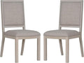 COLAMY Wooden Dining Chairs Set of 2, Mid Century Modern Upholstered Dining Chairs, 19 Inch Fabric Dining Room Chair with Back for Kitchen Dining Living Room Courtyard Waiting Leisure Area, Ivory