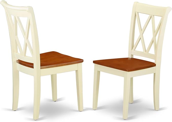 East West Furniture DOCL9-BMK-W 9 Piece Dining Table Set Includes a Rectangle Dining Room Table with Butterfly Leaf and 8 Wood Seat Chairs, 42x78 Inch, Buttermilk & Cherry