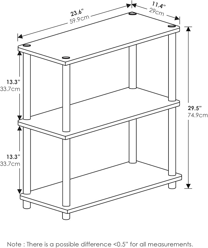 Furinno Turn-N-Tube 3-Tier Compact Multipurpose Shelf Display Rack, Light Cherry