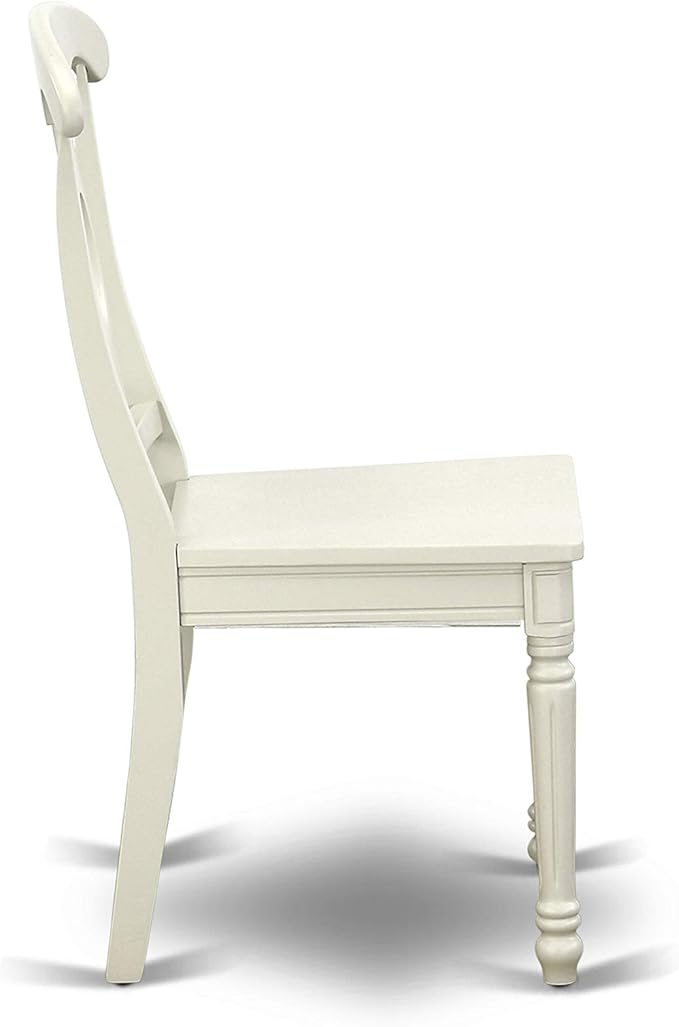 East West Furniture VAKE9-LWH-W 9 Piece Dining Set Includes an Oval Dining Table with Butterfly Leaf and 8 Kitchen Chairs, 40x76 Inch, Linen White