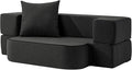 2-in-1 Folding Sofa Bed with Pillow - Folding Chair Floor Couch & Sleeping Mattress - Washable Cover & Memory Foam Sleeper Chair for Living Room/Guest Room/Apartment/Loft, Dark Gray