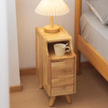Small Nightstand, Narrow Nightstand, Solid Slim Wood Night Stand for Small Spaces, Couch, Nature Color 7.87in Wide