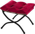 HollyHOME 15"(H) Folding Footrest Stool, Upholstered Small Foldable Ottoman, Accent Padded Sofa Foot Stool for Lazy Chair, Metal Frame Portable Foot Rest Ottoman for Living Room, Bedroom, Burgundy