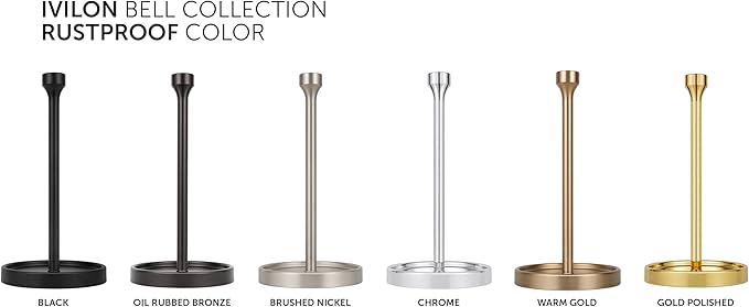 Ivilon Countertop Paper Towel Holder - Modern Bell End Minimalist Design - Fits All Paper Towel Roll Sizes - Color Black