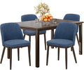 COLAMY 60 Inch Rectangular Kitchen Dining Table for 4, Modern Farmhouse Dining Table Set for 4, Wood Dining Table and Upholstered Dining Chairs for Kitchen, Dining Room, Restaurant, Brown/Blue