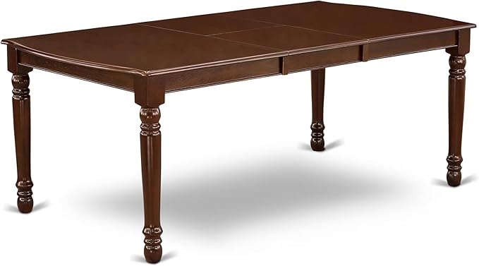 East West Furniture DOEN7-MAH-66 7 Piece Dining Table Set Consist of a Rectangle Dining Room Table with Butterfly Leaf and 6 Brown Faux Faux Leather Parson Chairs, 42x78 Inch, Mahogany