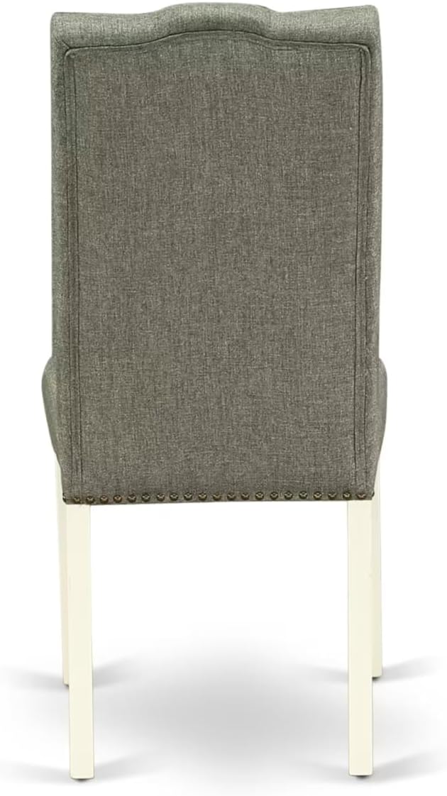 East West Furniture V027EL207-7 7 Piece Dining Room Table Set Consist of a Rectangle Kitchen Table with V-Legs and 6 Gray Linen Fabric Parsons Dining Chairs, 40x72 Inch, Multi-Color