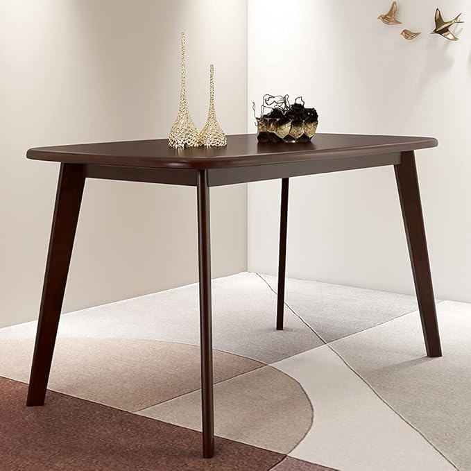 WoodShine Mid Century Modern Real Solid Wood Dining Table,Working Desk,Walnut,47inch