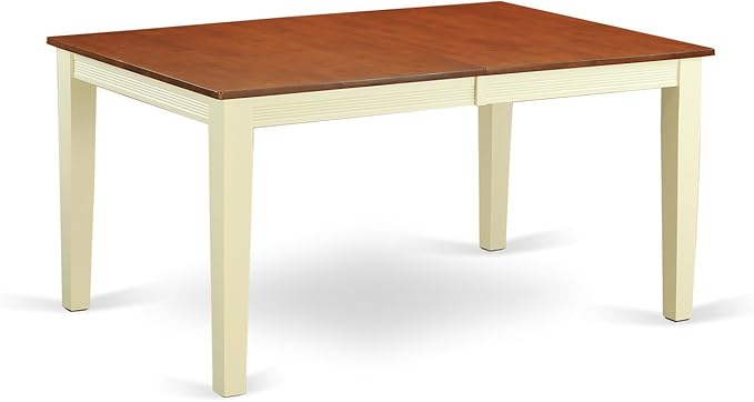 East West Furniture QUPL5-WHI-W 5 Piece Modern Dining Table Set Includes a Rectangle Wooden Table with Butterfly Leaf and 4 Dining Chairs, 40x78 Inch, Buttermilk & Cherry