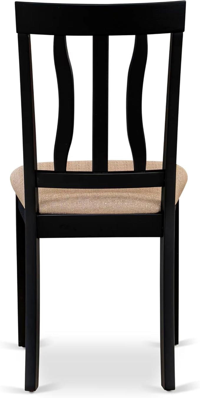 East West Furniture LGAN7-BLK-C 7 Piece Kitchen Table Set Consist of a Rectangle Dining Table with Butterfly Leaf and 6 Linen Fabric Dining Room Chairs, 42x84 Inch, Black