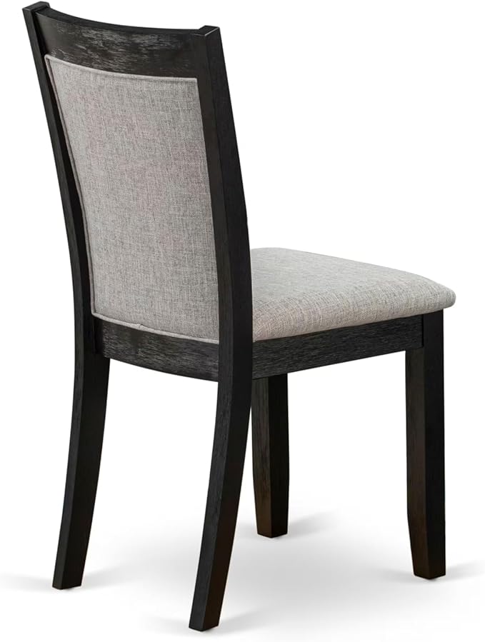 East West Furniture V697MZ606-9 9 Piece Dining Room Table Set Includes a Rectangle Dining Table with V-Legs and 8 Shitake Linen Fabric Upholstered Chairs, 40x72 Inch, Multi-Color