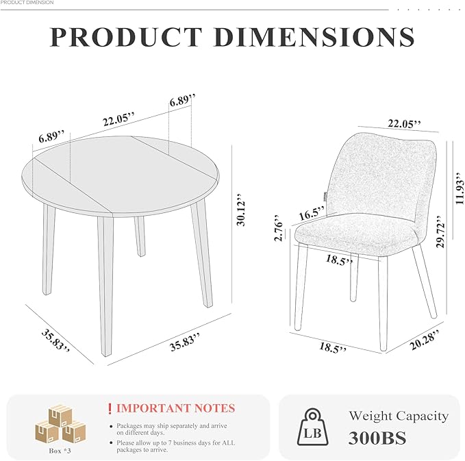 COLAMY 5-Piece Extendable Dining Table Set for 4, 36" Kitchen Round Wood Table with 4 Wooden Dining Room Chairs,Light Brown/Green