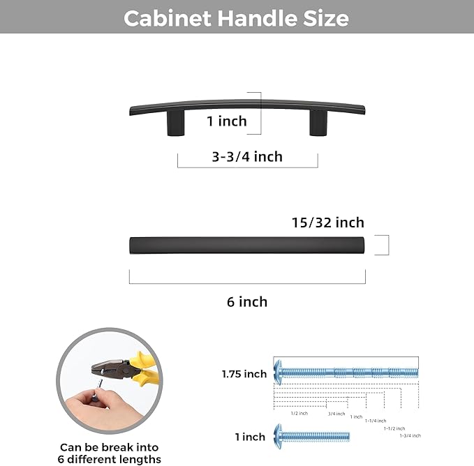 30 Pack Cabinet Handles 3.75" Hole Center - Curved Cabinet Pulls Black Drawer Pulls for Kitchen Cupboard Solid Hardware for Dresser Drawer Arch Hardware