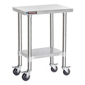 DuraSteel 24x18 NSF Stainless Steel Cart - Heavy Duty Rolling Food Prep Table with Undershelf - Metal Utility Cart for Commercial Restaurant Kitchen, Laundry, Side Mixer Stand