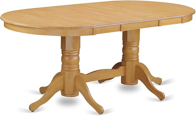East West Furniture VAAN9-OAK-C 9 Piece Dining Table Set Includes an Oval Dining Room Table with Butterfly Leaf and 8 Linen Fabric Upholstered Chairs, 40x76 Inch, Oak