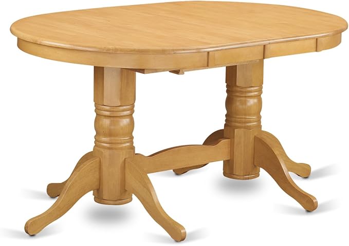 East West Furniture VAAB5-OAK-04 5 Piece Kitchen Table Set for 4 Includes an Oval Dining Table with Butterfly Leaf and 4 Light Tan Linen Fabric Upholstered Chairs, 40x76 Inch, Oak