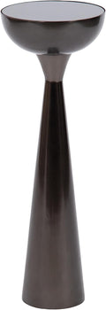 Kate and Laurel Chandon Modern Sophisticated Drink Table; 8 x 8 x 23; Gray Gunmetal; Contemporary Sculptural Plant Pedestal Table with Unique Tinted Tabletop and Polished Metallic Finish