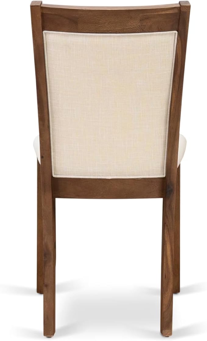 East West Furniture V797MZN32-5 5 Piece Kitchen Table Set Includes a Rectangle Dining Table with V-Legs and 4 Light Beige Linen Fabric Parson Dining Room Chairs, 40x72 Inch, Multi-Color