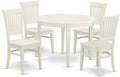 East West Furniture BOVA5-LWH-W 5 Piece Dining Room Furniture Set Includes a Round Kitchen Table and 4 Dining Chairs, 42x42 Inch, Linen White