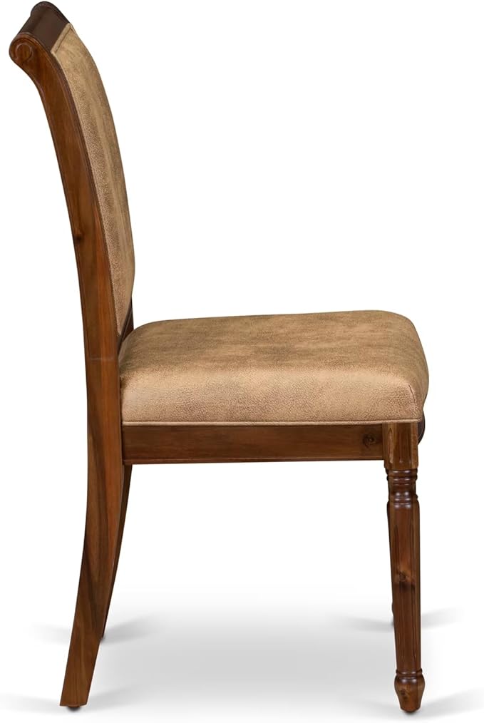 LECY7-AWA-28 7-Piece Dining Table Set Includes a Kitchen Table and 6 Beige Polyester Fabric Dinner Chairs with High Back - Antique Walnut Finish