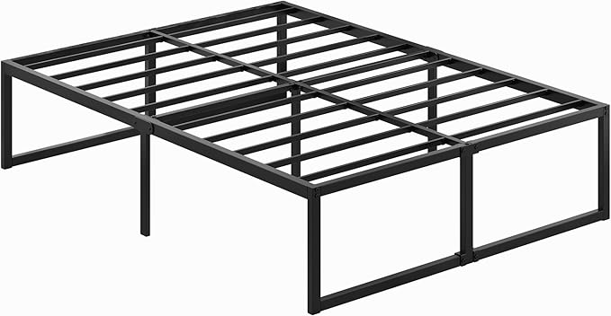 18 Inch California King Bed Frames Sturdy Mattress Foundation, Heavy Duty Metal Cal King Platform with Steel Slats Support No Box Spring Needed, Noise Free, Easy Assembly, Black