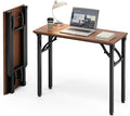 Frylr Small Folding Computer Desk – Portable 35.8 Inch Foldable Laptop Table, Collapsible and Compact for Easy Storage and Fast Setup, Lightweight for Small Spaces, Craft and Study Use, Dark Walnut