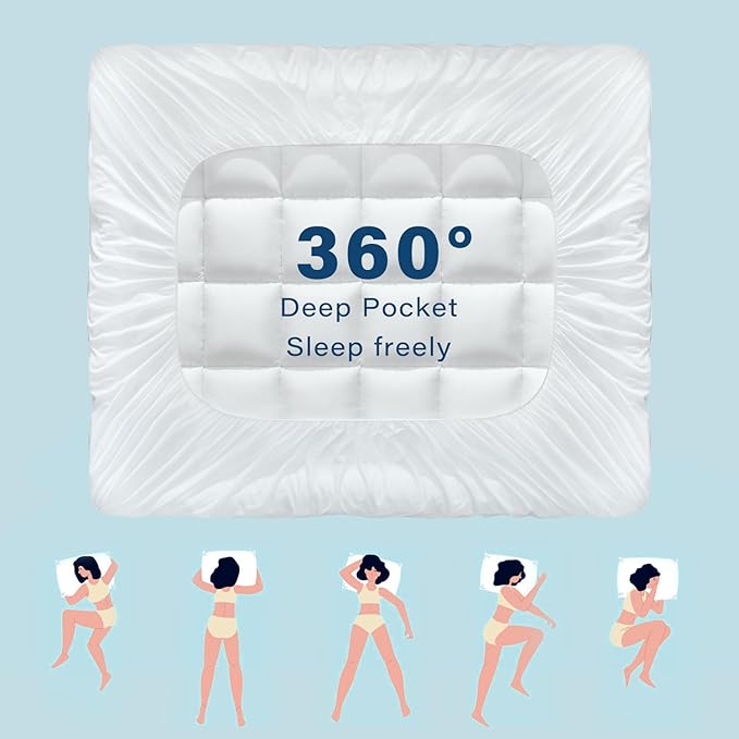 Anluoer King Mattress Topper, Memory Foam Pillow Top Mattress Topper for Back Pain, Extra Thick Breathable Mattress Pad with 8-21" Deep Pocket, 78x80 Inches, White