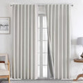 Joydeco Natural Linen Curtains 108 inch Length 2 Panels Set Burg 100% Blackout Patio Door Curtain Room Darkening Sliding Door Curtains Thermal Insulated Back tab Rod Pocket(105x108 inch, White)