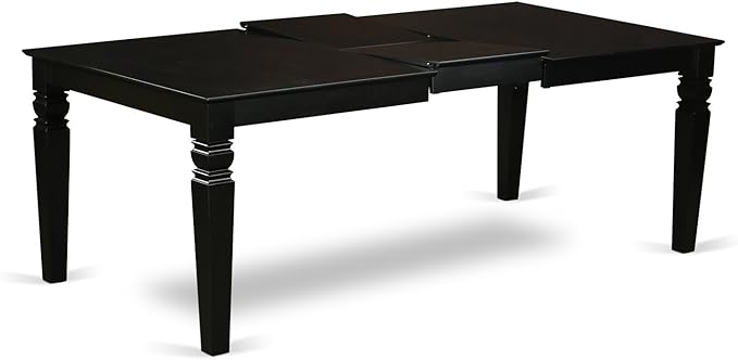 East West Furniture LGVA5-BLK-C 5 Piece Dining Room Furniture Set Includes a Rectangle Kitchen Table with Butterfly Leaf and 4 Linen Fabric Upholstered Chairs, 42x84 Inch, Black