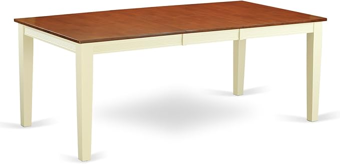 East West Furniture QUKE9-WHI-W 9 Piece Dining Room Furniture Set Includes a Rectangle Kitchen Table with Butterfly Leaf and 8 Dining Chairs, 40x78 Inch, Buttermilk & Cherry